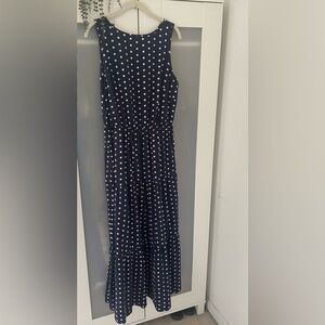 Navy Blue Polka Dot Maxi Dress
